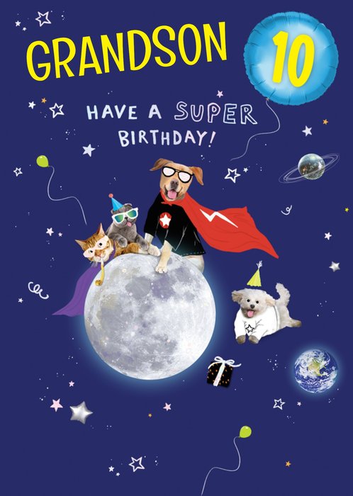 Paperlink Have A Super Birthday Space Pets Grandson 10th Birthday Card