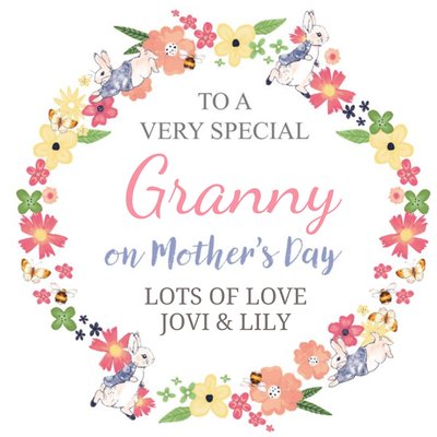 Peter Rabbit Floral To A Very Special Grandma On Mothers Day Card