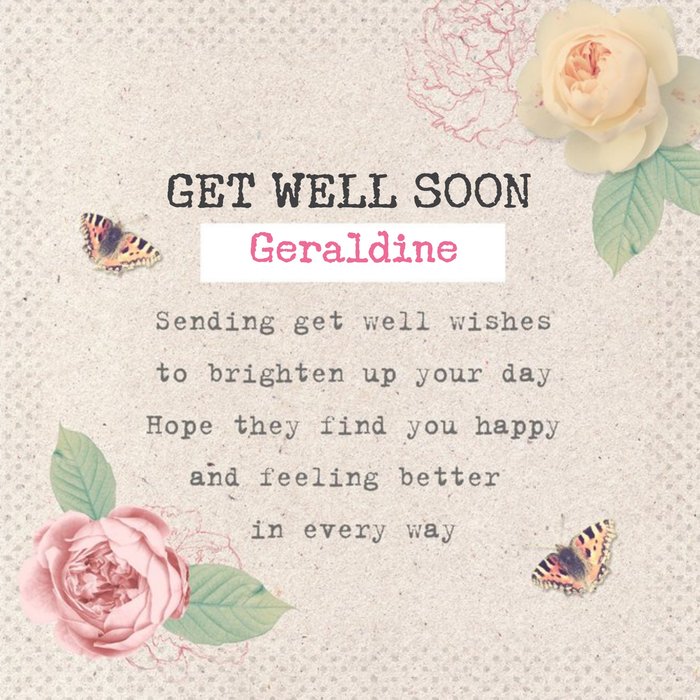 Roses Brighten Your Day Personalised Get Well Soon Card