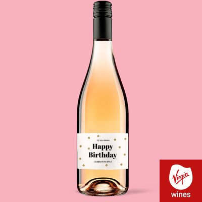 Personalised Happy Birthday Rose Wine 75cl