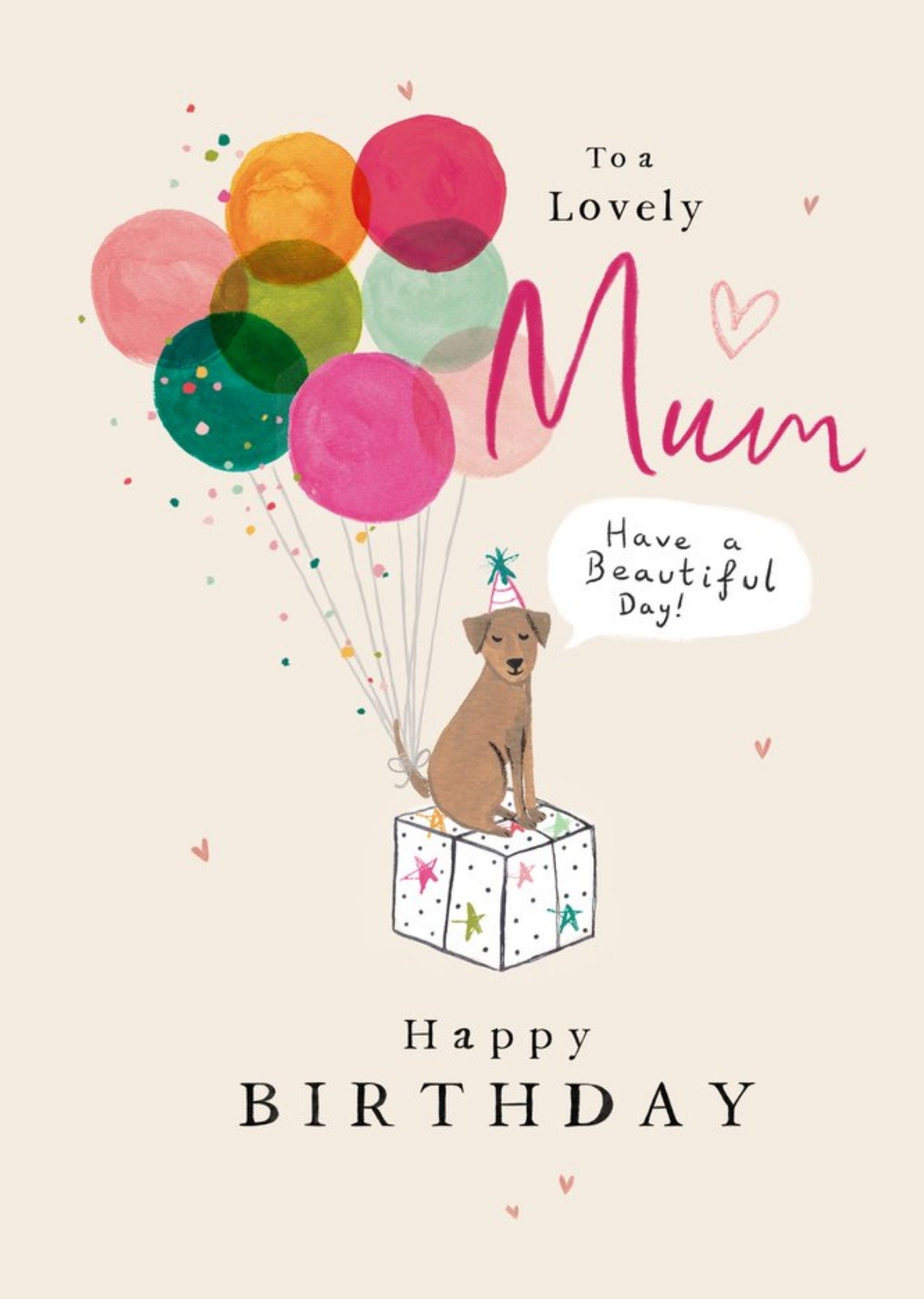 Moonpig Dog And Balloons Mum Birthday Cards