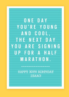 Funny Typographic Half Marathon Birthday Card