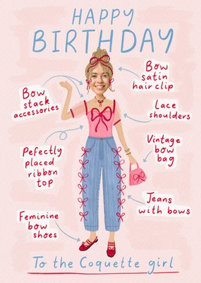 Happy Birthday To The Coquette Girl Face In Hole Photo Upload Birthday Card