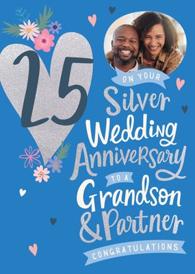 Grandson & Partner Photo Upload 25th Anniversary Card