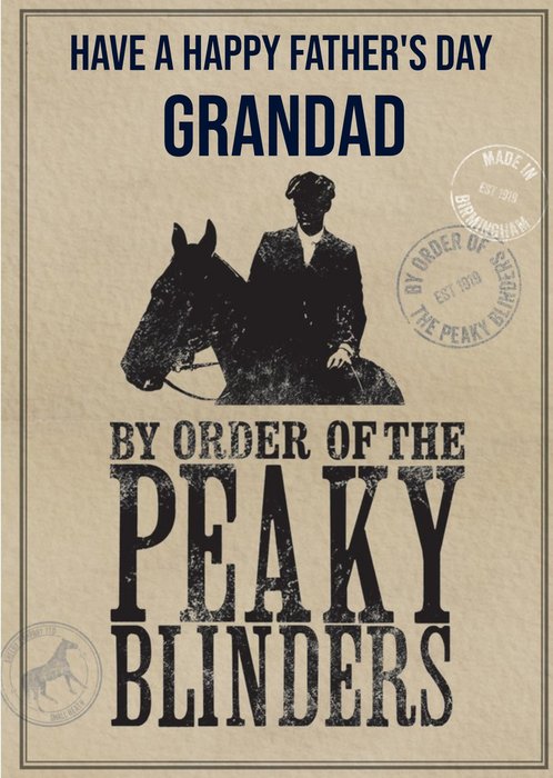 Peaky Blinders Birthday Card By Order Of The Peaky Blinders