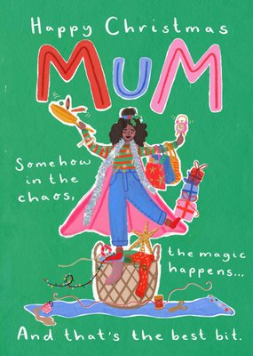 Happy Christmas Mum Illustrated Christmas Card