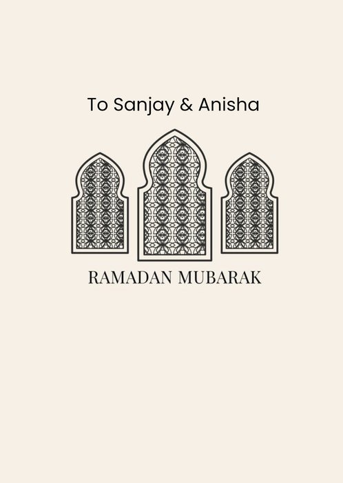 Three Pattrened Windows Ramadan Mubarak Card