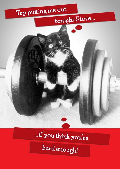 Weightlifting Cat Personalised Card