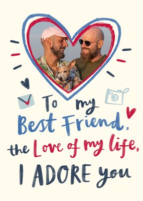 Best Friend I Adore You Handwritten Style Photo Upload Card