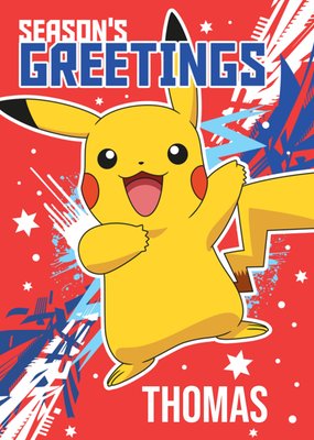 Pokémon Pikachu Season's Greetings Character Graphic Christmas Card