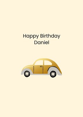 Illustrated VW Beetle VWBug Happy Birthday Card