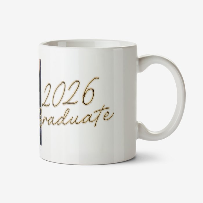 2026 Graduate Gold Script Photo Upload Mug