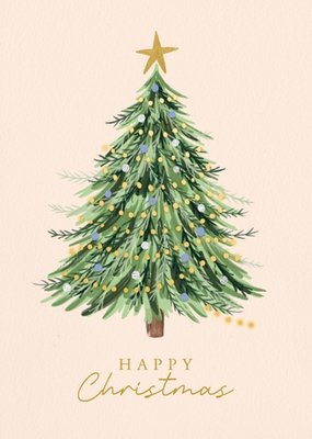 Traditional Illustrated Christmas Tree Postcard 