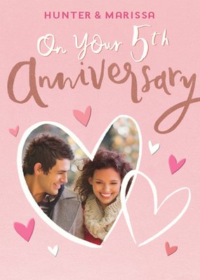 Photo Upload Hearts Editable Anniversary Card