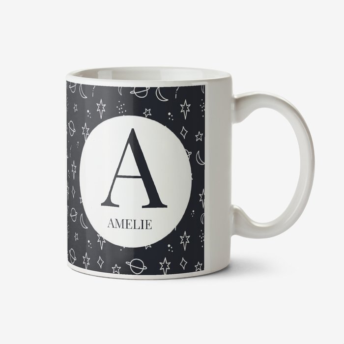 Astrology Space Stars Planet Moon Night Sky Monogram Letter Mug