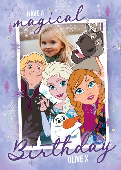 Disney Frozen Characters Have A Magical Birthday Photo Upload Card