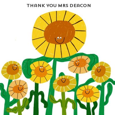 Sunflowers Illustration Thank You Teacher Card