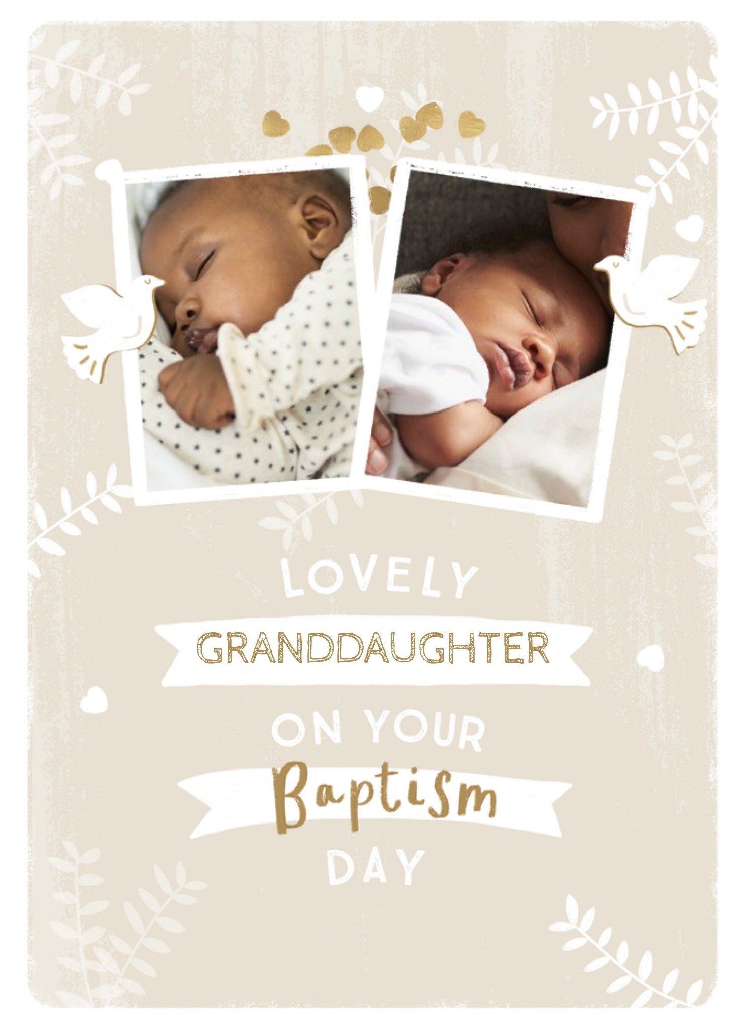 Moonpig Cute Illustrated Doves Lovely Granddaughter Photo Upload Baptism Card