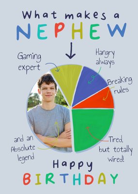 What Makes A Nephew Pie Chart Photo Upload Birthday Card