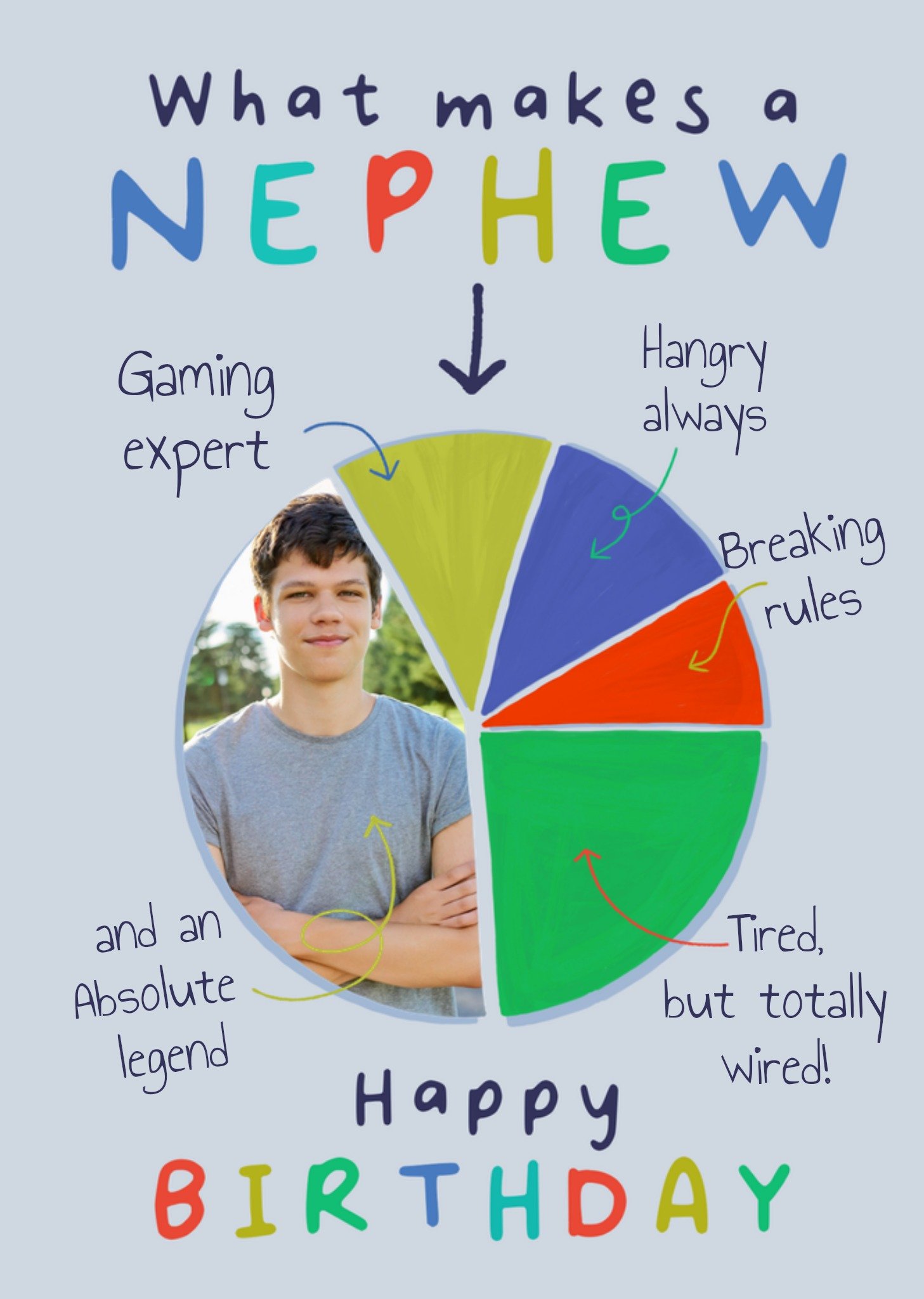 Moonpig What Makes A Nephew Pie Chart Photo Upload Birthday Card