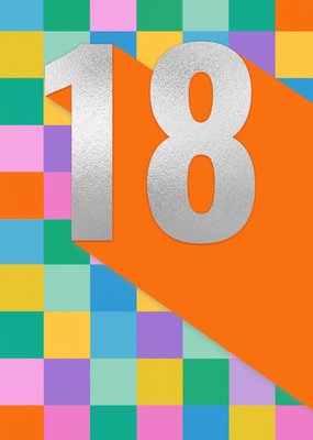 Multicoloured Chequerboard 18th Birthday Card