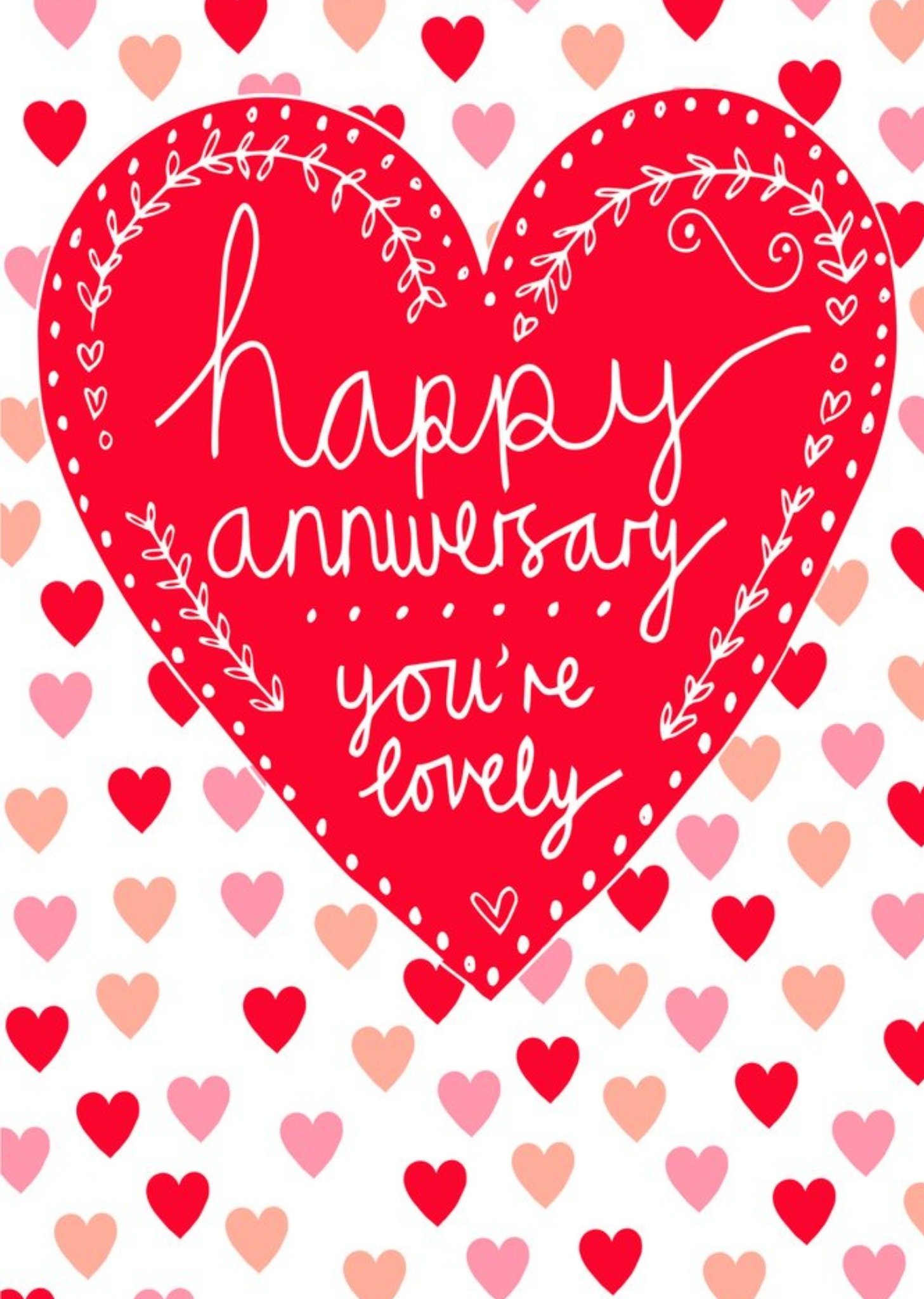 Moonpig Red Illustrated Hearts Anniversary Card