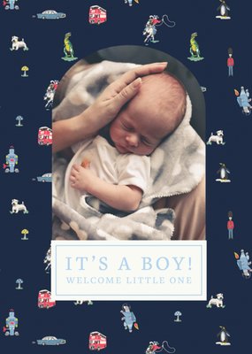 It's A Boy Welcome Little One Cath Kidston Photo Upload Card