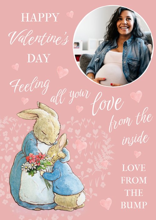 Beatrix Potter Feeling All Your Love Illustrated Hugging Rabbits Photo Upload Valentine's Day Card