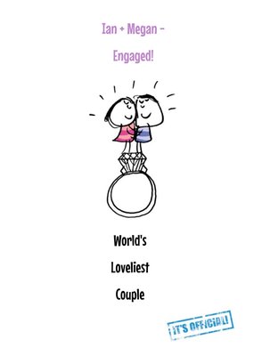 Illustrated worlds Loveliest New Engagement Personalised Card