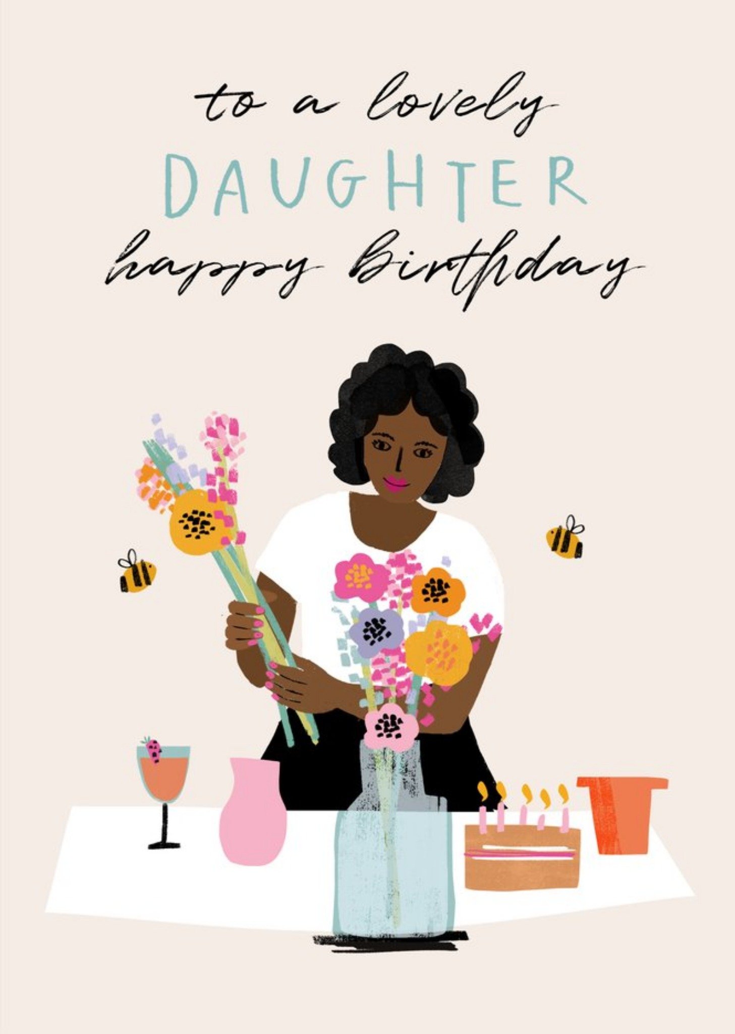 Moonpig Floral To A Lovely Daughter Birthday Card