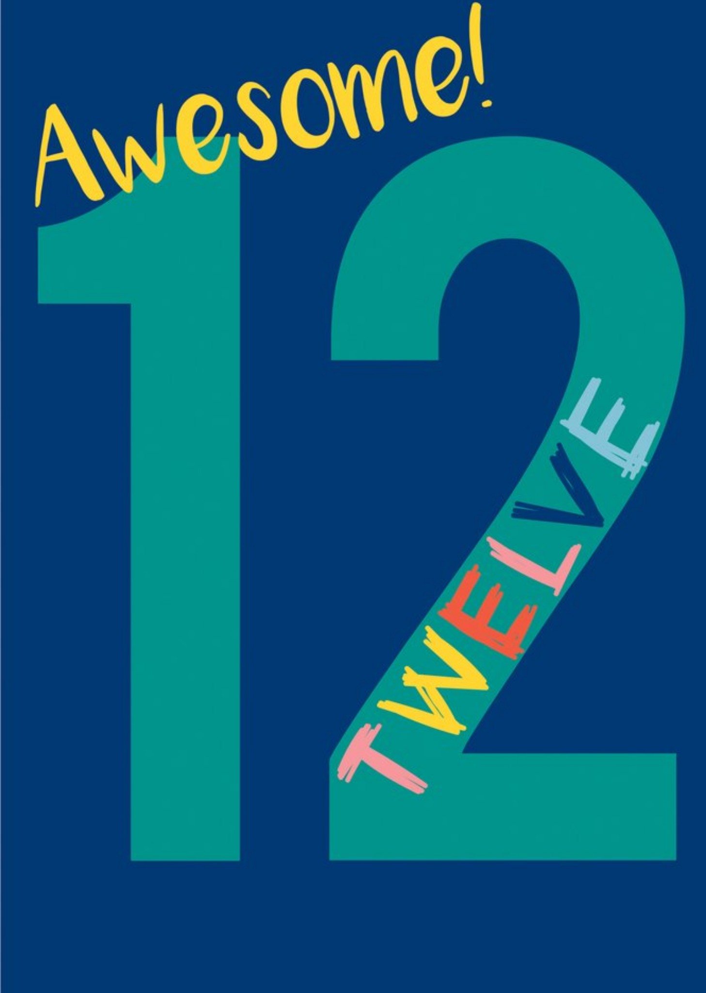 Moonpig Typographic Awesome 12 Birthday Card