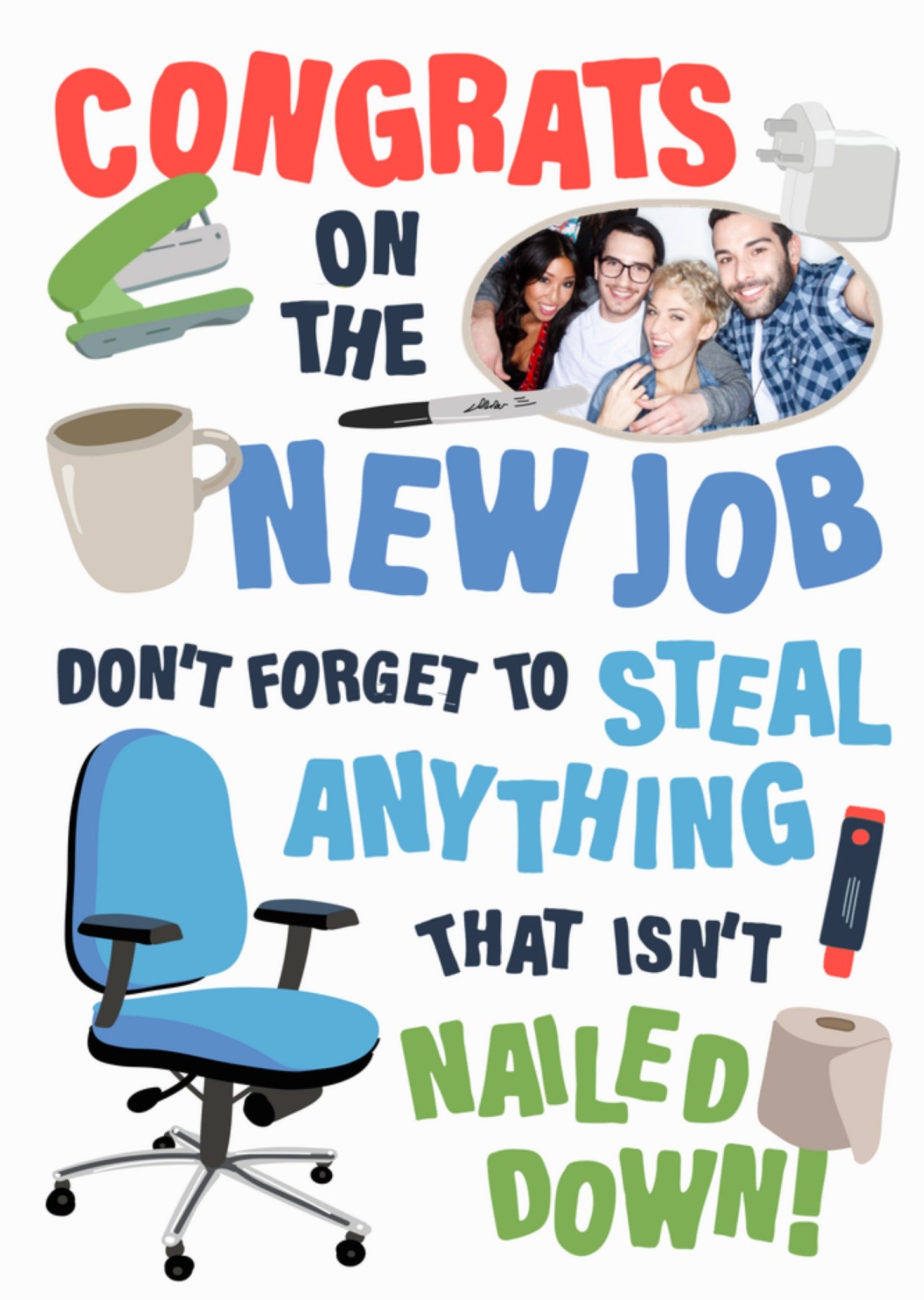 Moonpig Funny Illustrated Ice Photo Upload Congratulations New Job Card