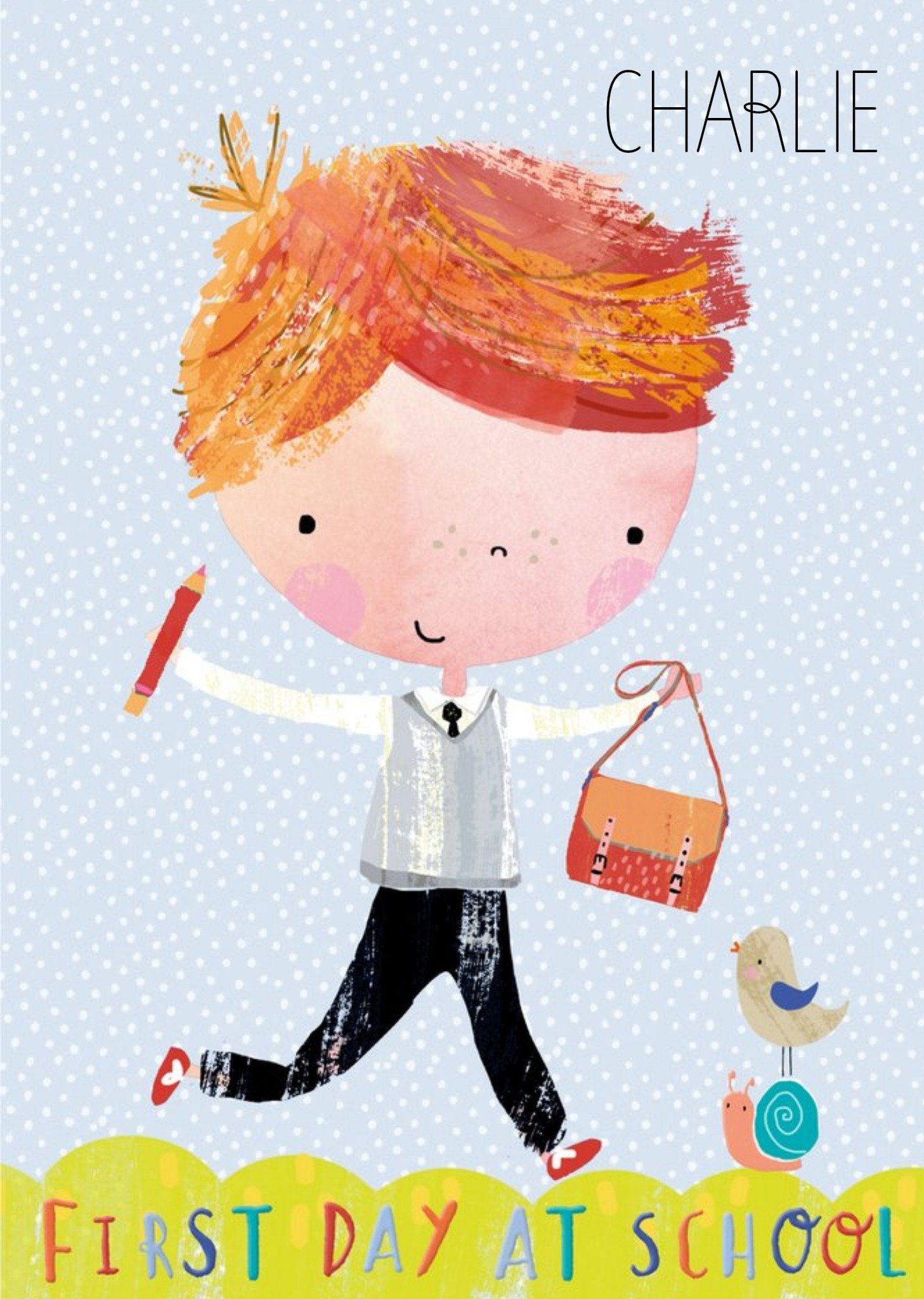 Moonpig Hotchpotch Illustrated First Day At School Cute Son For Him Card