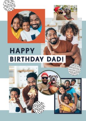 Photo Collage With Geometric Shapes Dad's Photo Upload Birthday Card