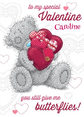 Tatty Teddy With Hearts You Give Me Butterflies Happy Valentine's Day Card