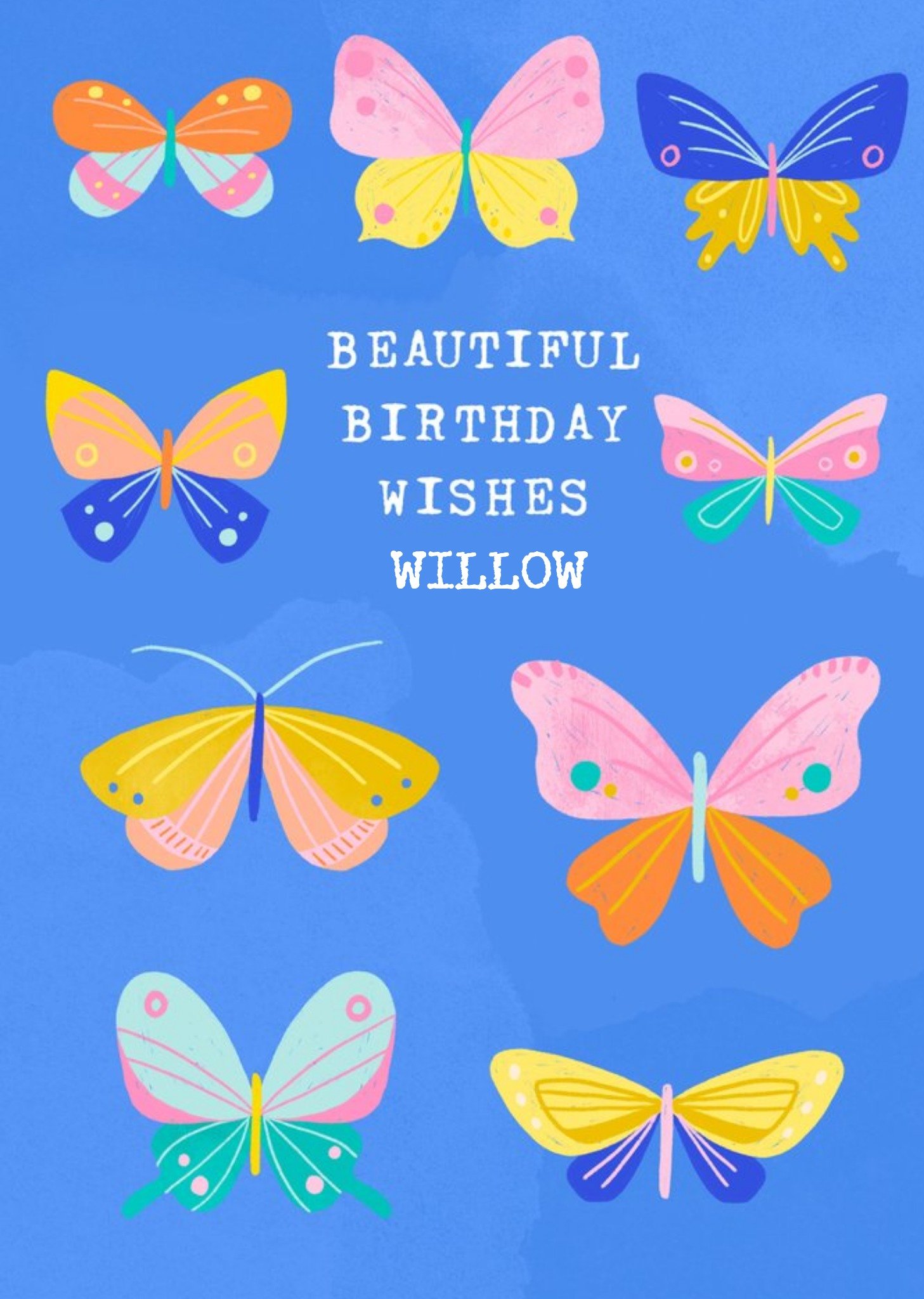 Moonpig Illustrated Butterflys Beautiful Birthday Wishes Card