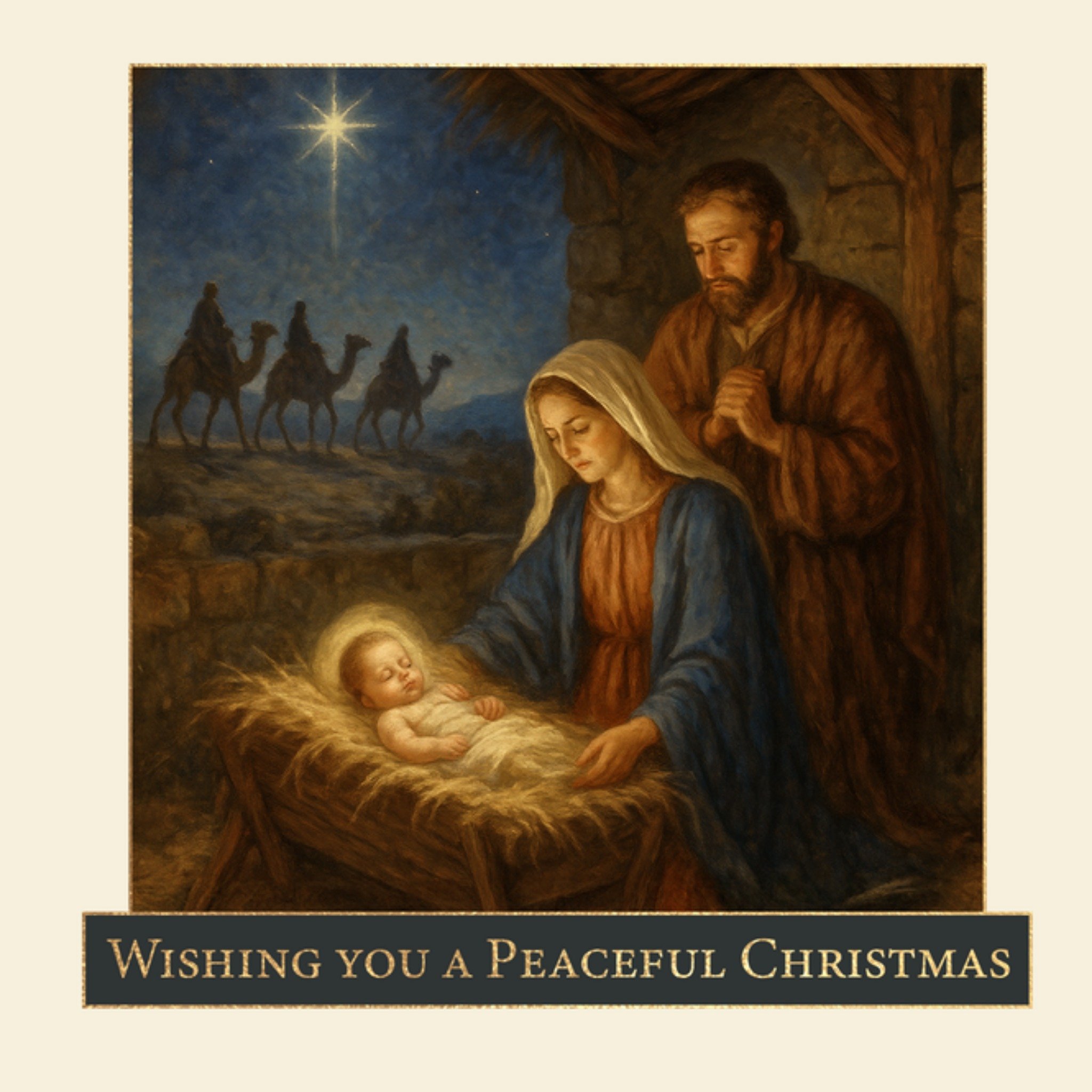 Moonpig Nativity Scene Peaceful Christmas Card