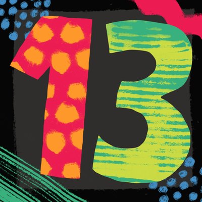 Bold & Bright Illustrated 13th Birthday Card