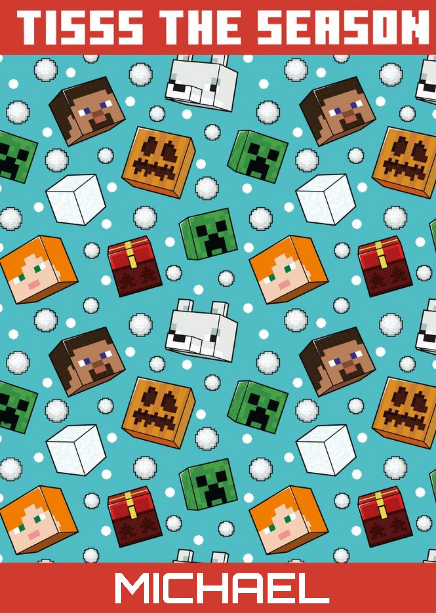 Minecraft Character Heads Tis The Season Christmas Card