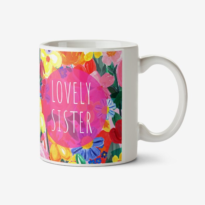 Katt Jones Hula Figg Lovely Sister Hand Illustrated Flowers Mug