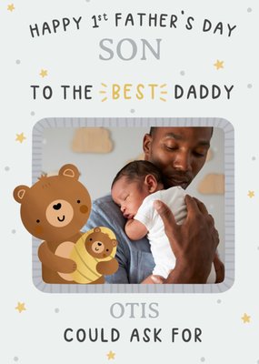 Happy First Father's Day Photo Upload Card