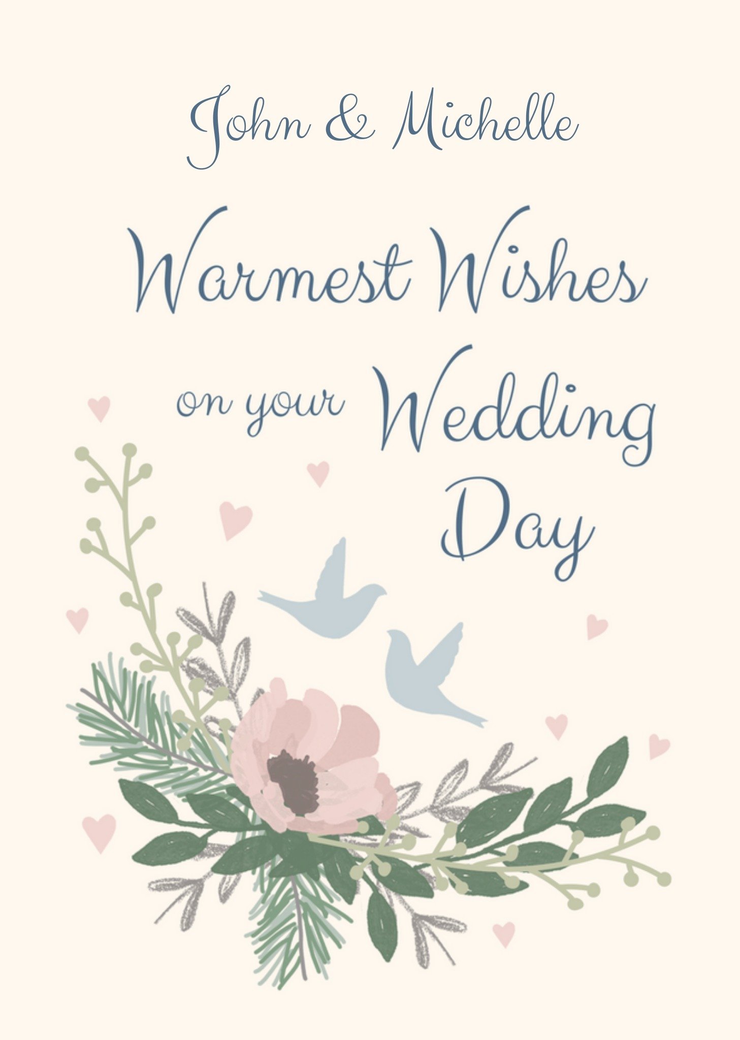 Moonpig Warmest Wishes On Your Wedding Day Card, Large