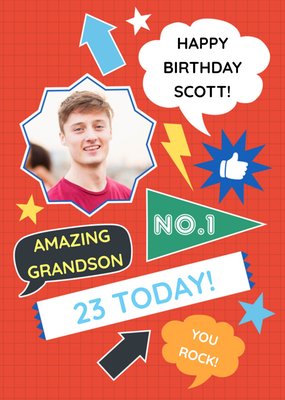 Personalised Number One Happy Birthday Grandson Card