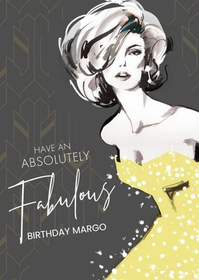 Fabulous Fashion Illustration Character Birthday Card