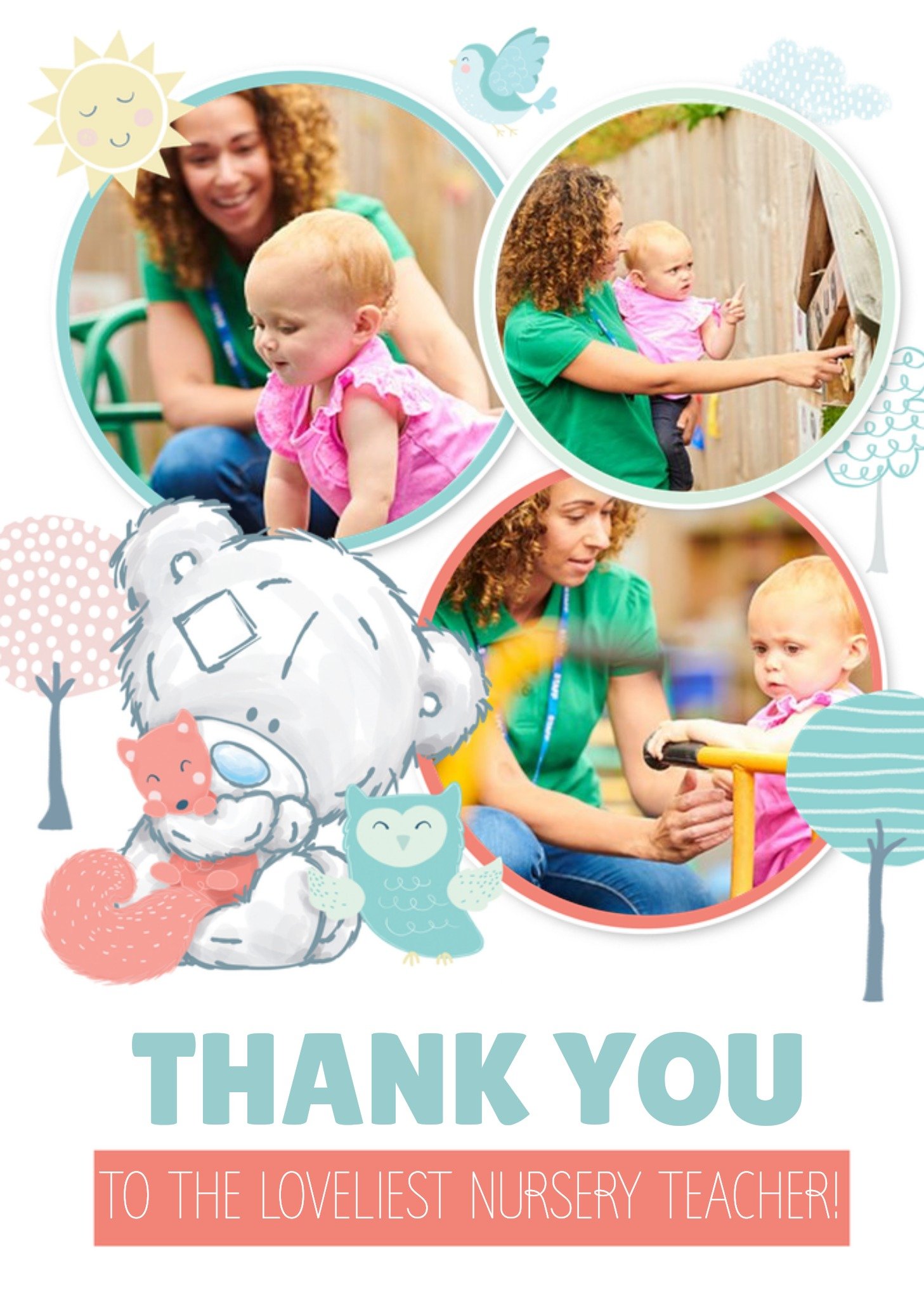 Me To You Tiny Tatty Teddy Nursery Teacher Thank You Photo Upload Card