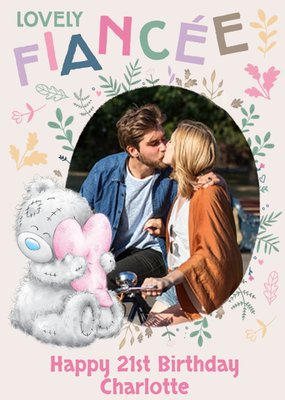 Tatty Teddy Floral Fiancee Birthday Photo Upload Card