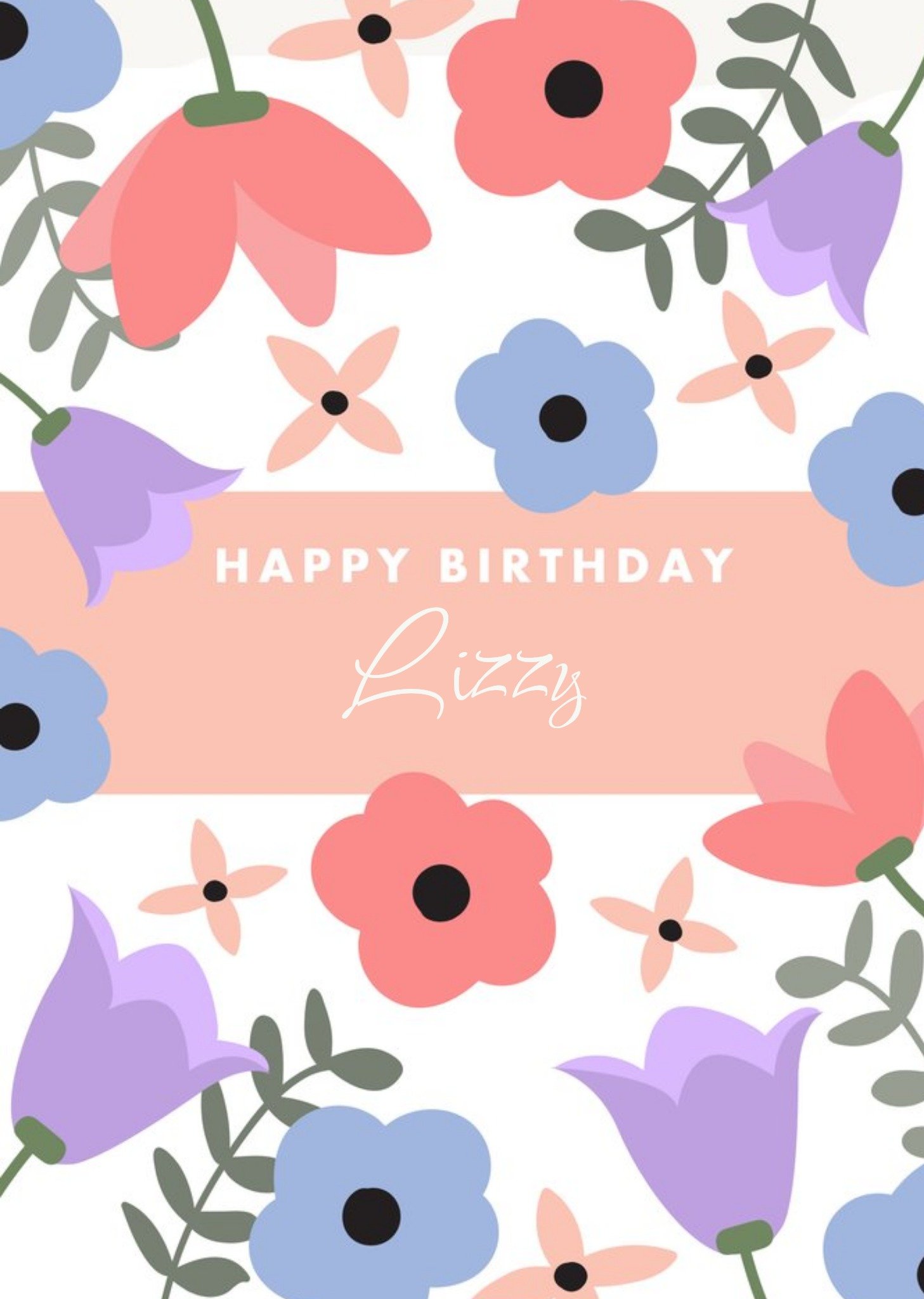 Moonpig Bright Floral Design Happy Birthday Card