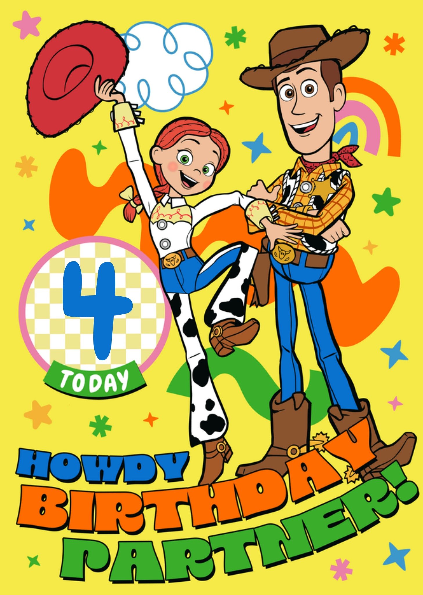 Disney Toy Story Howdy Birthday Partner 4 Today Illustrated Card