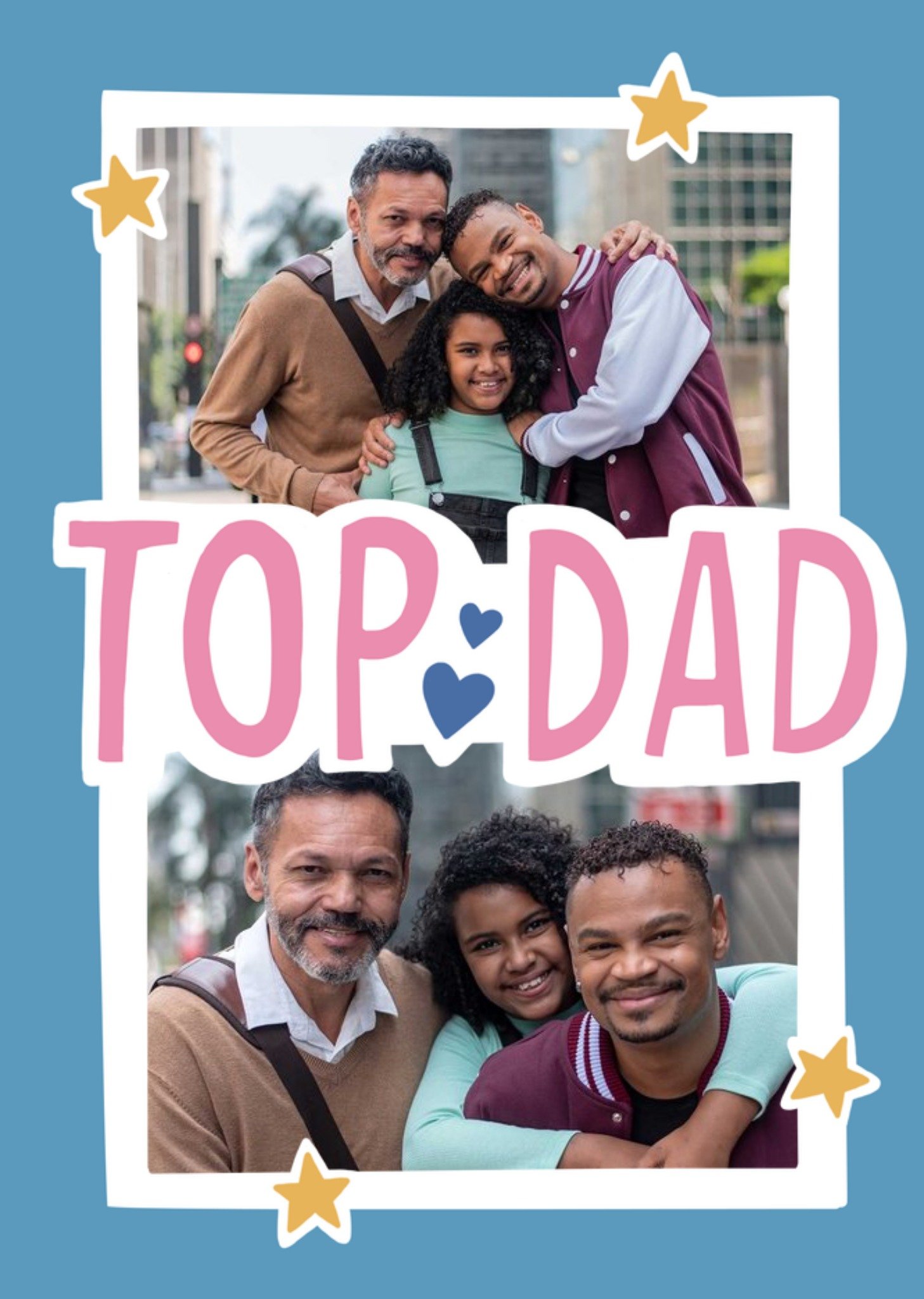 Moonpig Fun Typography With Photo Frames On A Blue Background Top Dad Father's Day Card