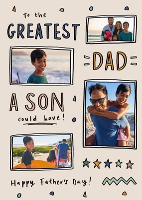 Sketch It Cute Typographic Greatest Dad Photo Upload Father's Day Card